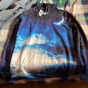 Oversized Graphic Night Sky Hoodie